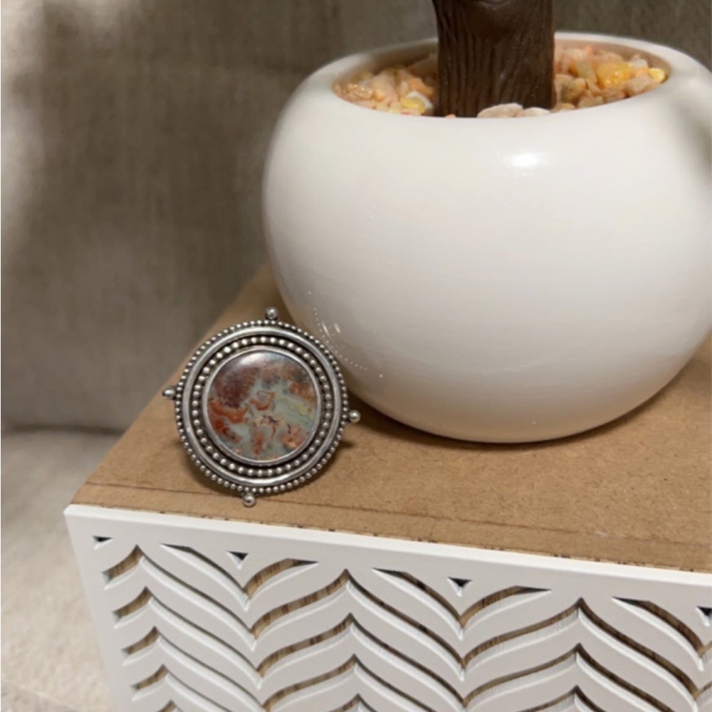 🌊🍂 Sterling Silversmith and Stone Ring - Picture 2 of 5
